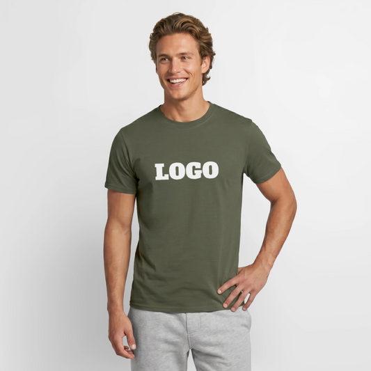Profil-T-shirt med tryck | Unisex | Militärgrön